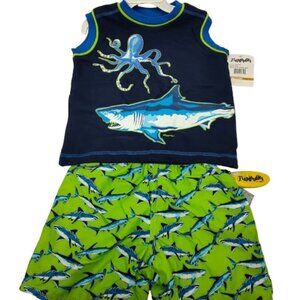 Flapdoodles Swim Set - 2 Separate Pieces Combined Trunk and Shirt Boys 3T NWT